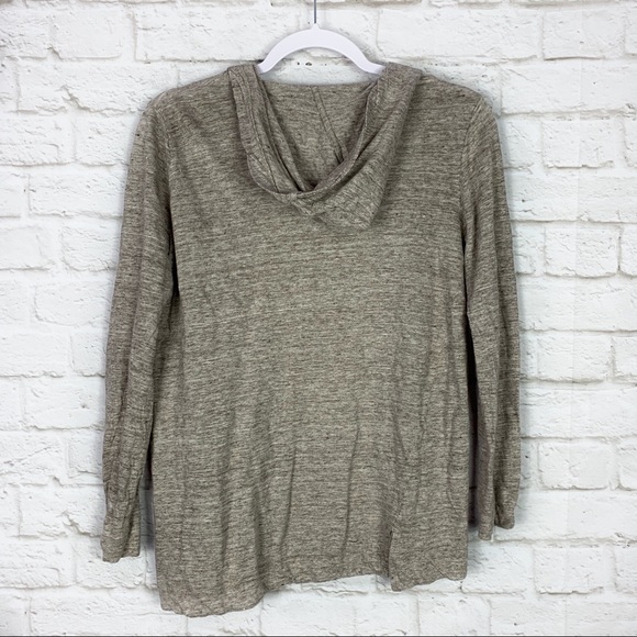 Cynthia Rowley Linen Tan OpenFront Hooded Cardigan - Picture 2 of 3